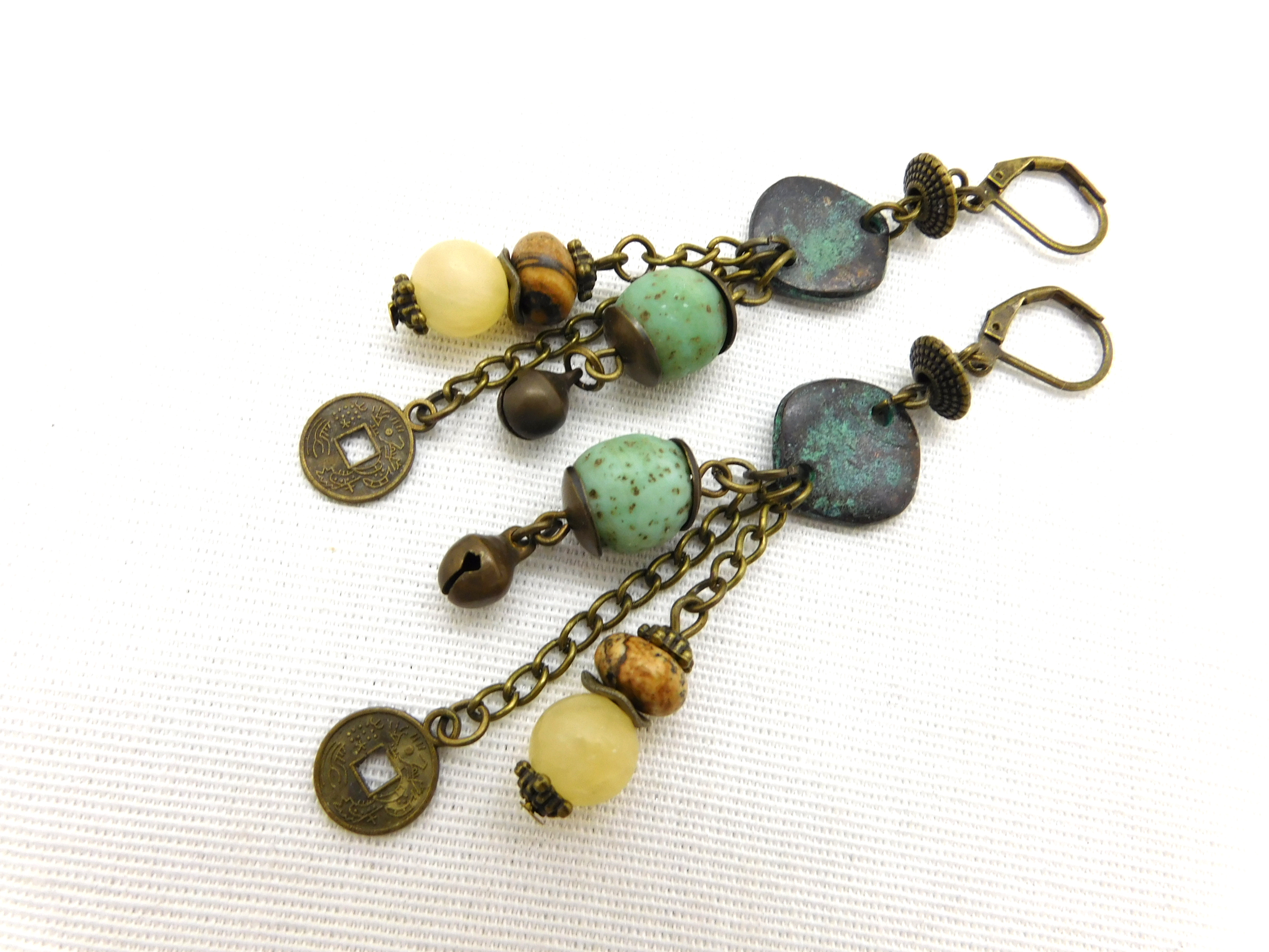 rustic earrings with an antique look and patina