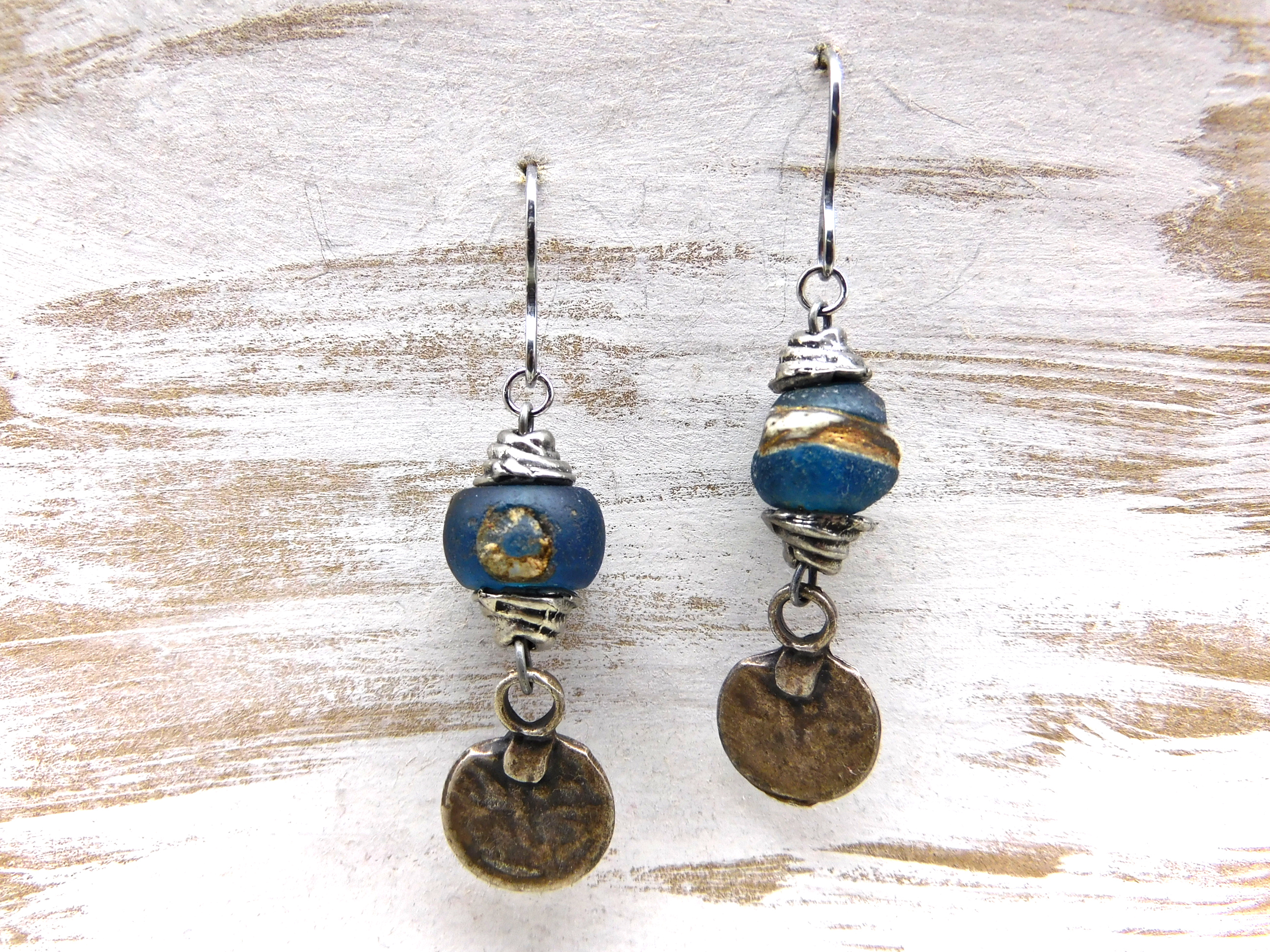 rustic earrings with ancient islamic eye beads