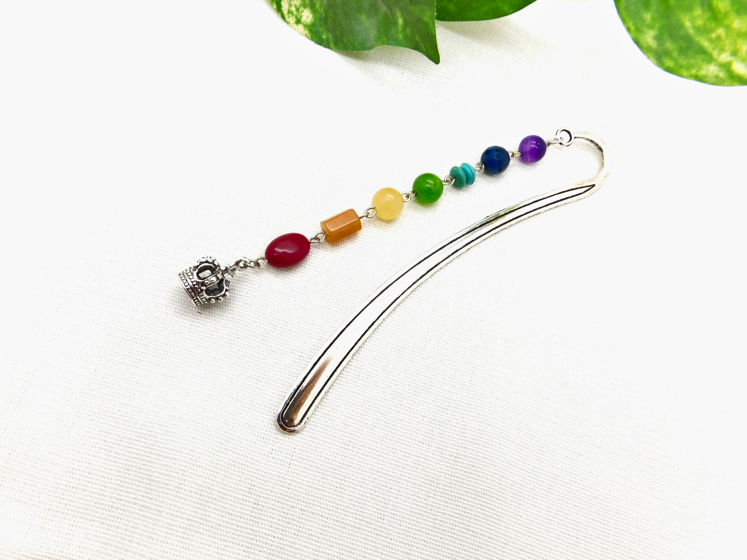 Bookmark with 7 Chakras of 7 stones and a crown