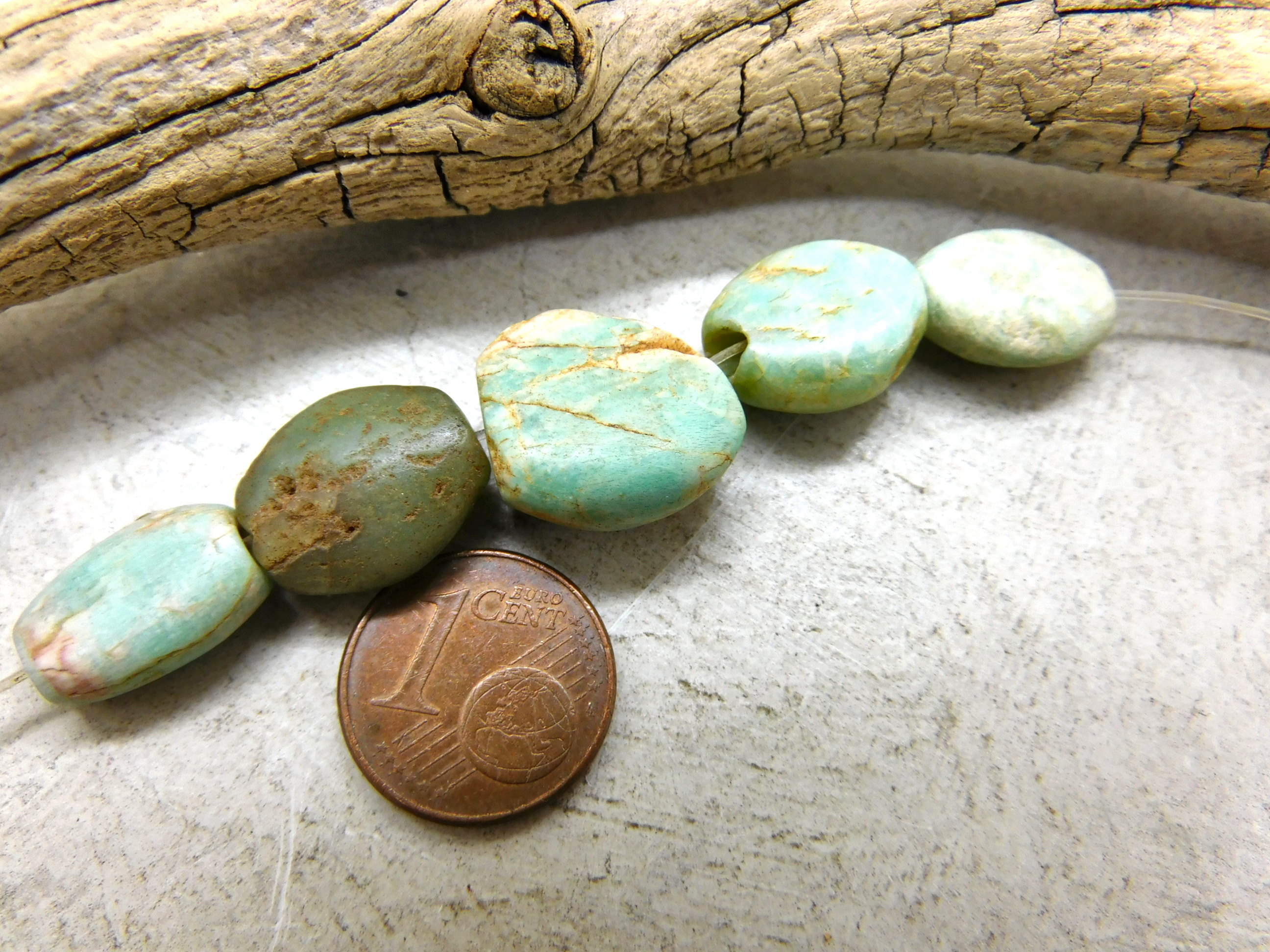 5 rare ancient Amazonite stone beads from Mauritania
