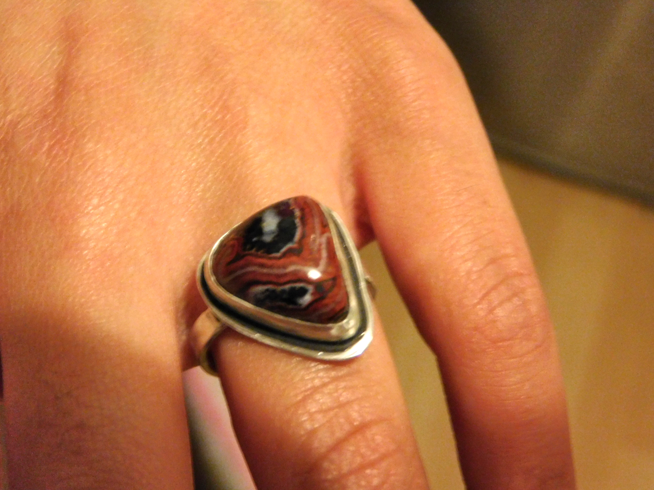 Ring handgeschmiedet mit wunderschönem Jaspis in Sterlingsilber Fassung