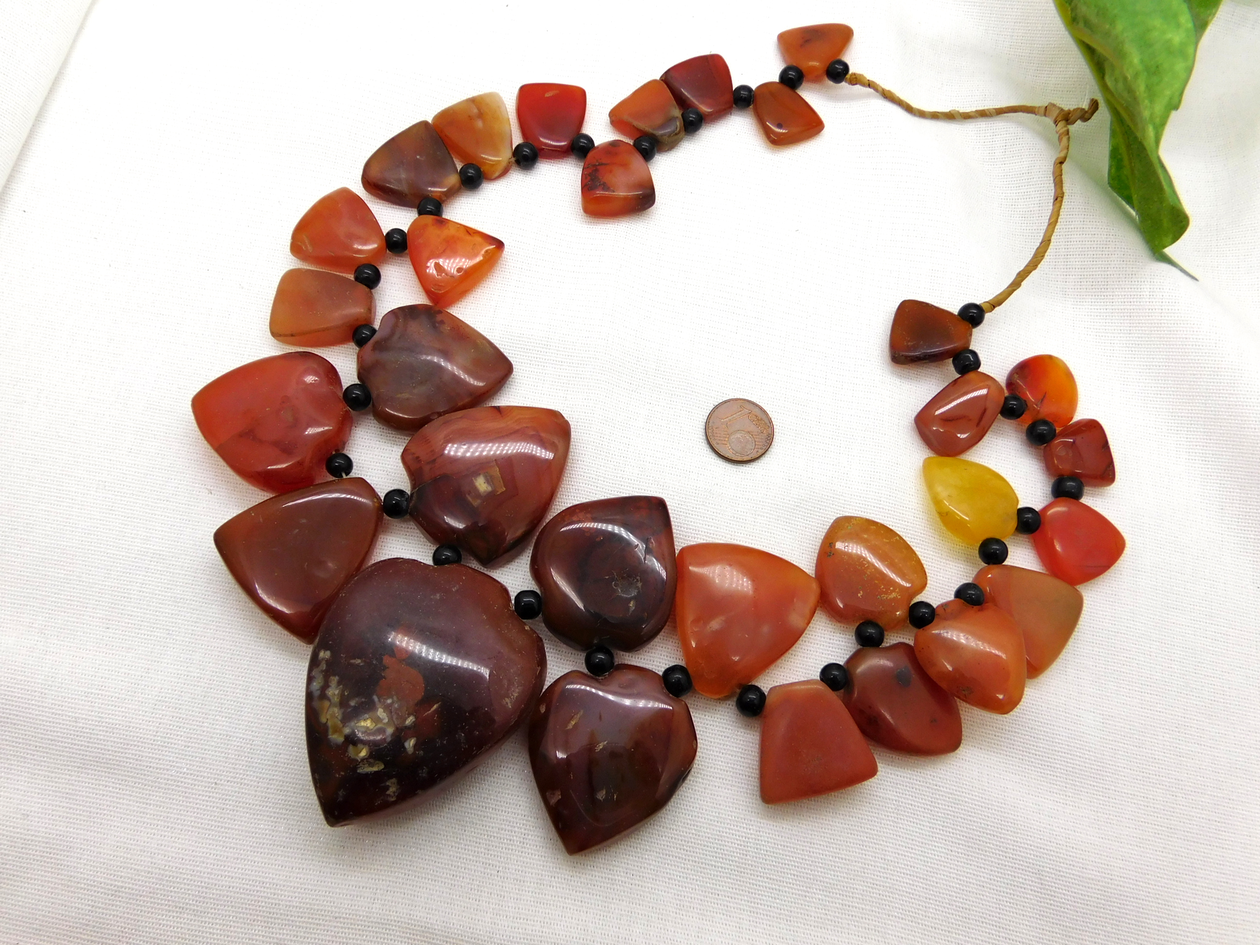 old carnelian strand/necklace, hearts
