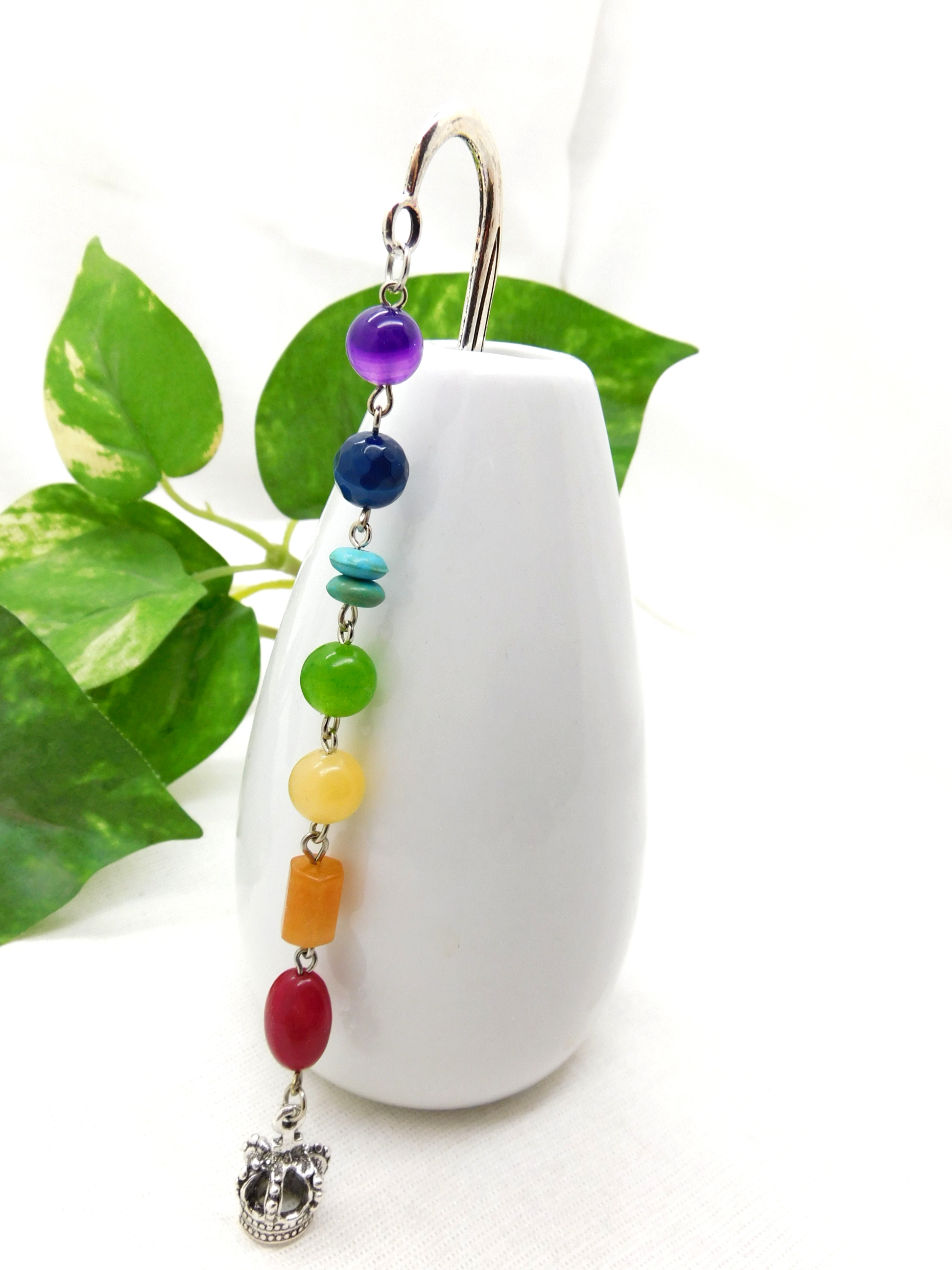 Bookmark with 7 Chakras of 7 stones and a crown