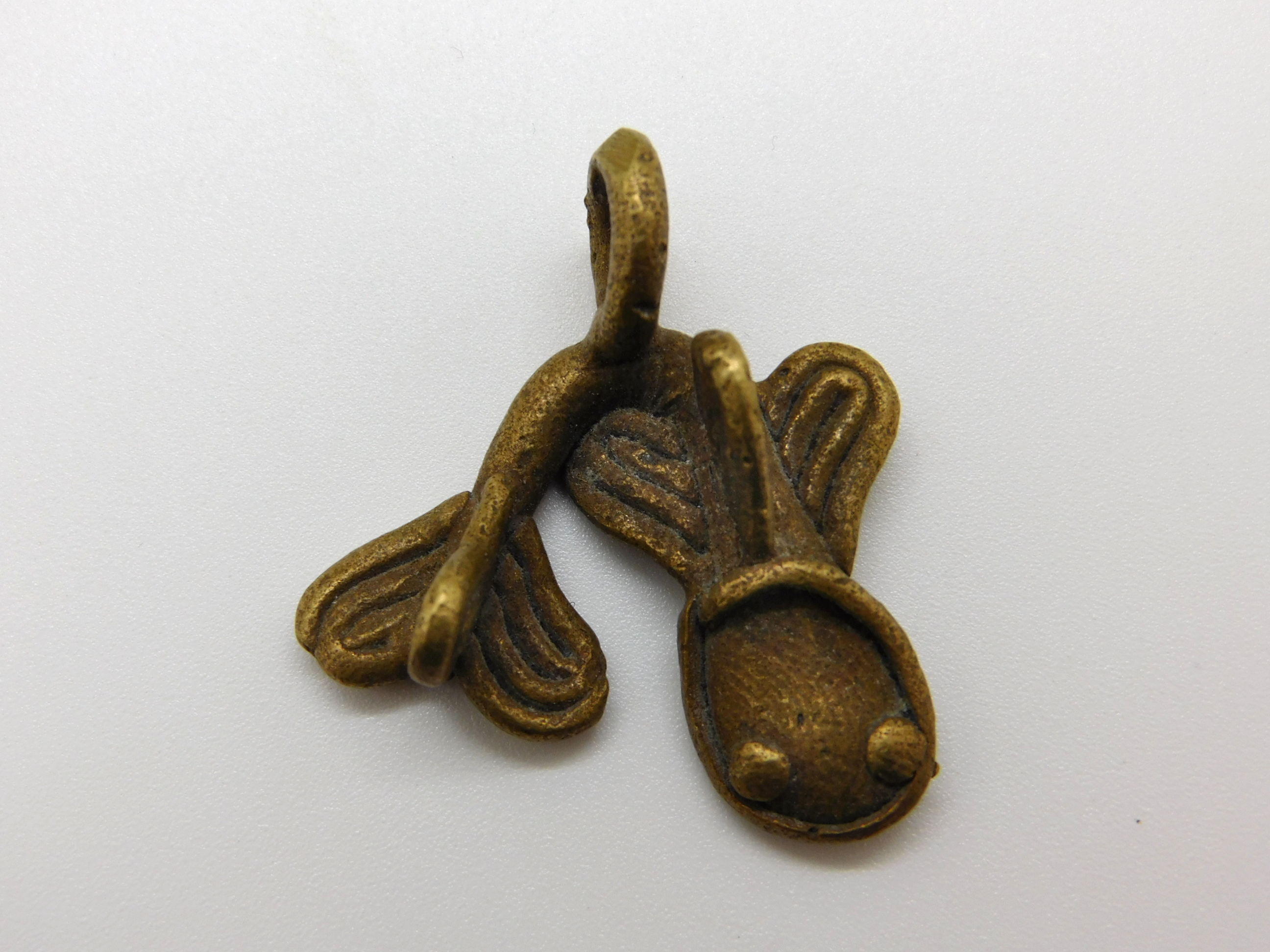 2 handgemachte afrikanische Bronze-/Messing-Anhänger - Fische