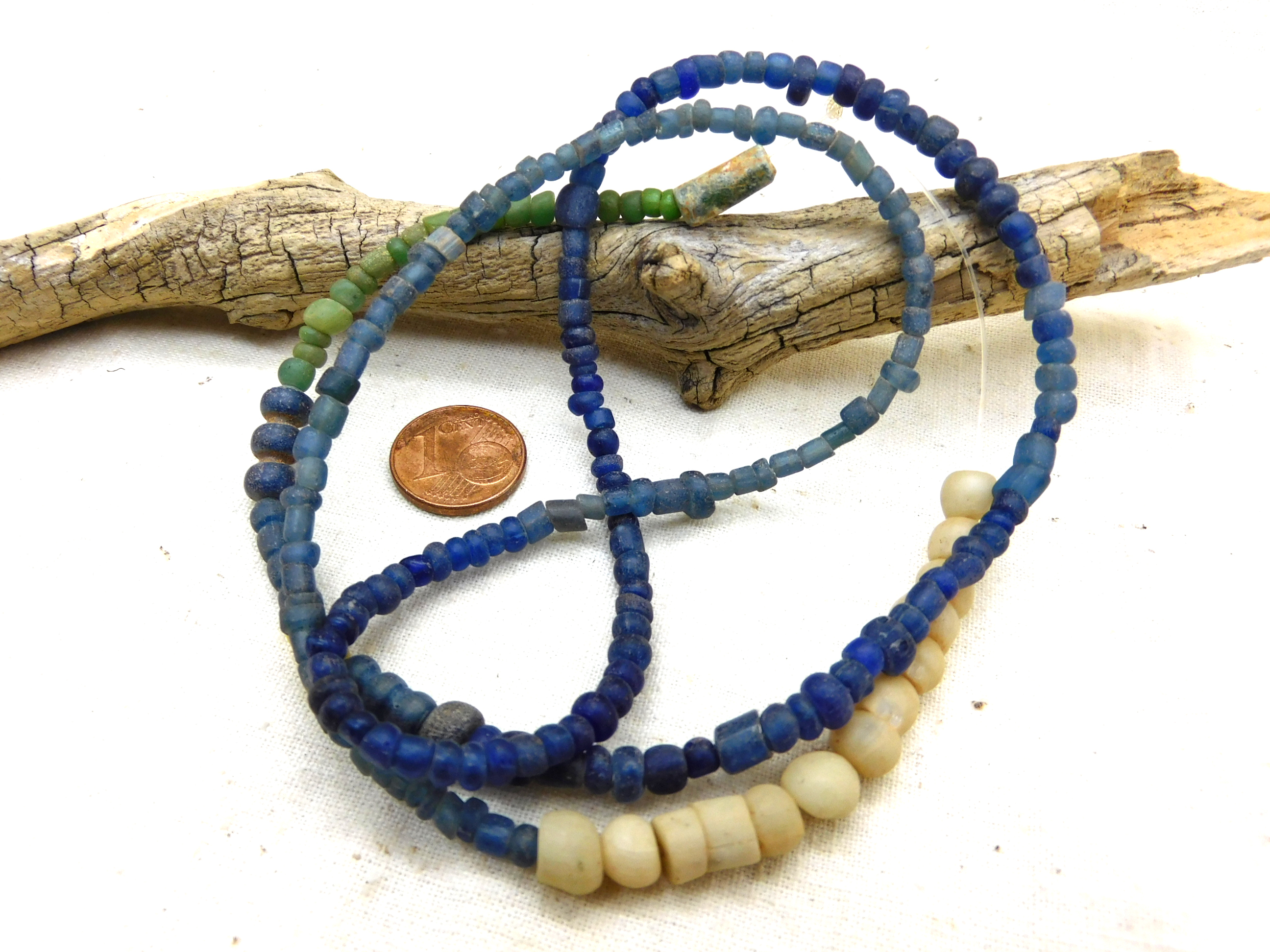 antique glass beads from Africa - blue green Nila beads 