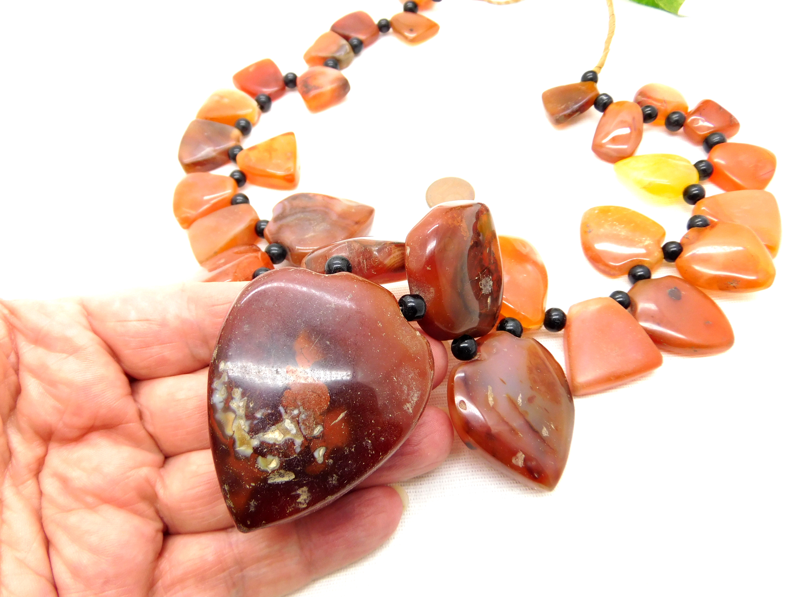 old carnelian strand/necklace, hearts