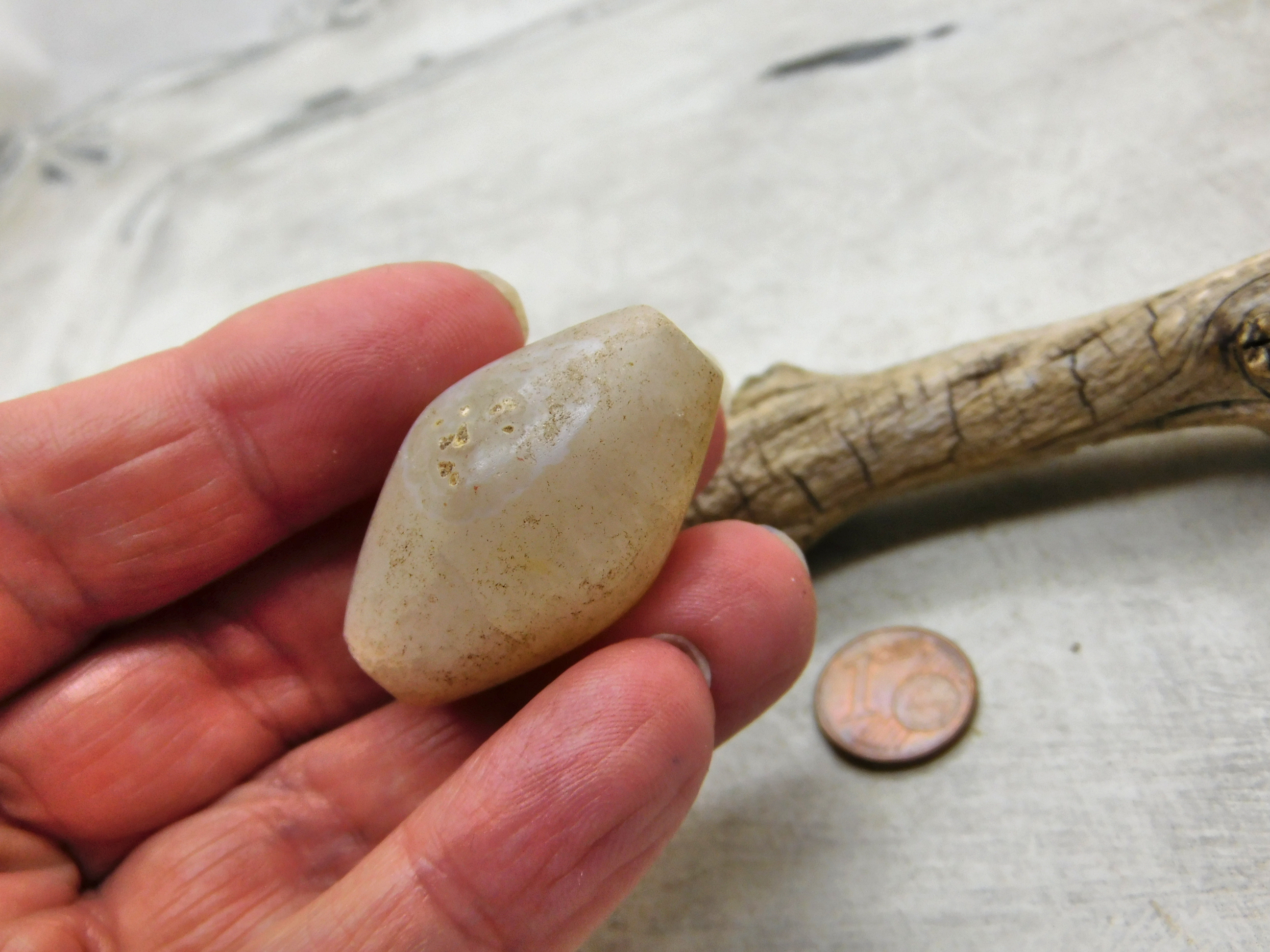ancient stone bead from West Africa, white Agate