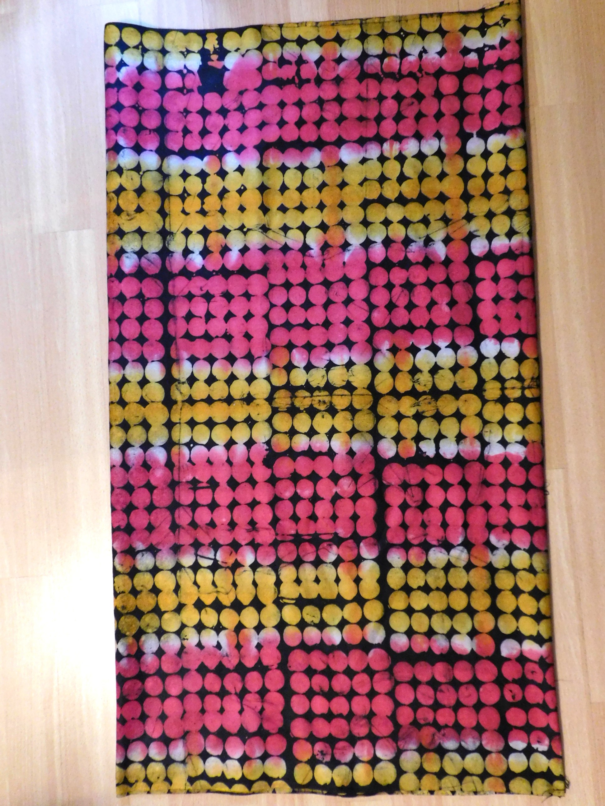 african tie&dye batik cotton fabric from Ghana - pink yellow