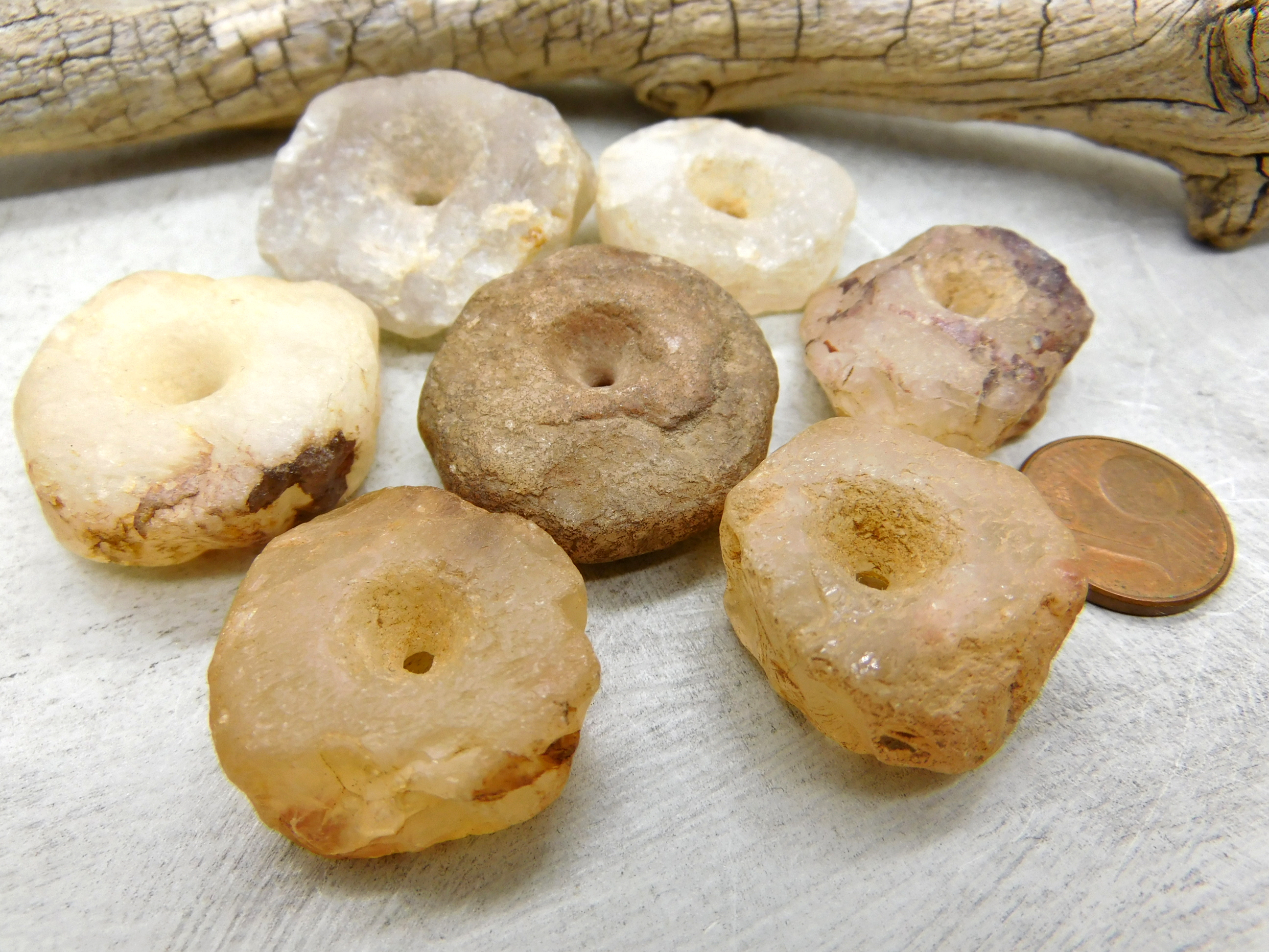 antike Quarz Steinperlen aus der Sahara - Rad-/Donutform