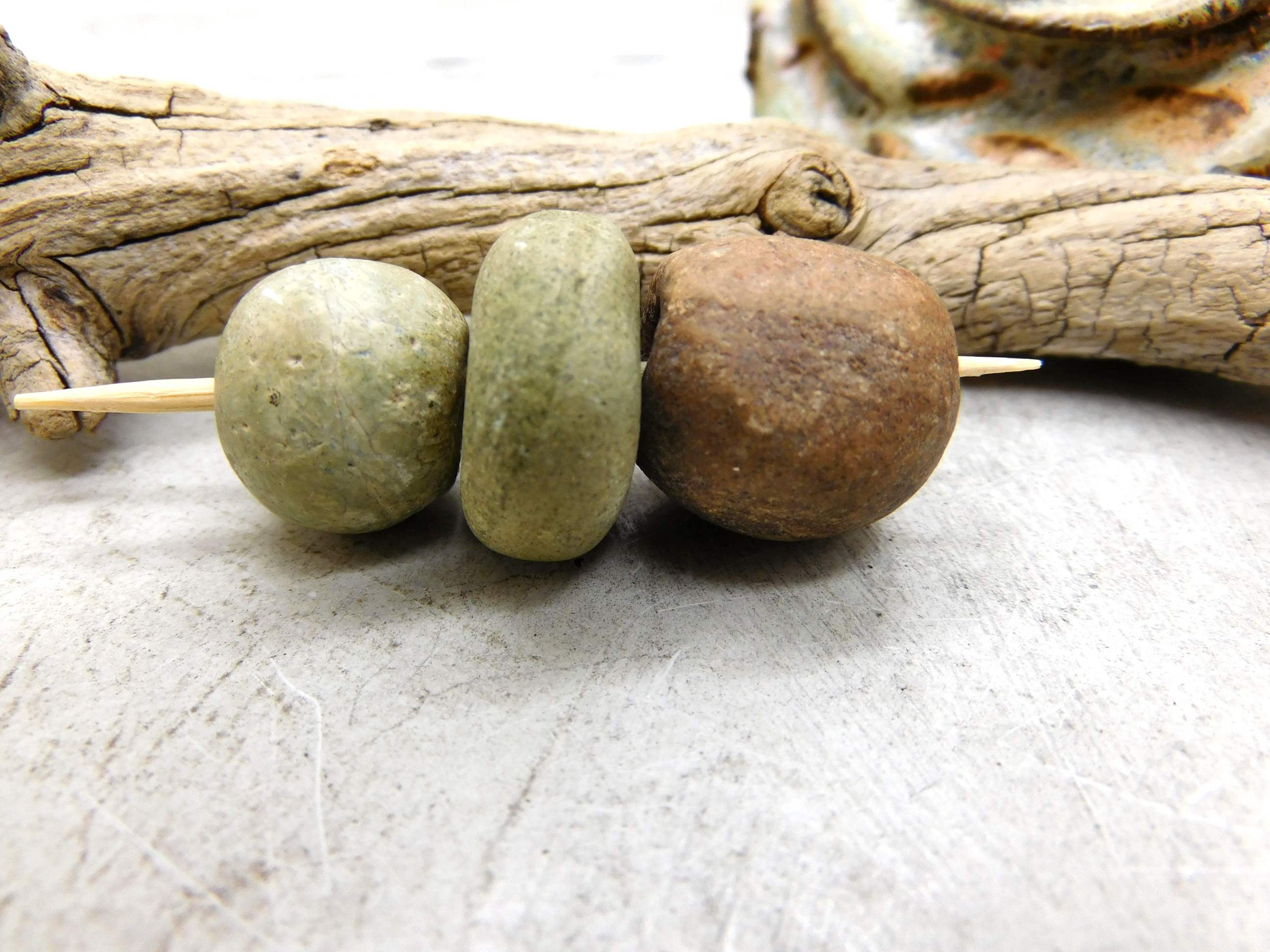 3 authentical ancient Stone beads from Sahara desert