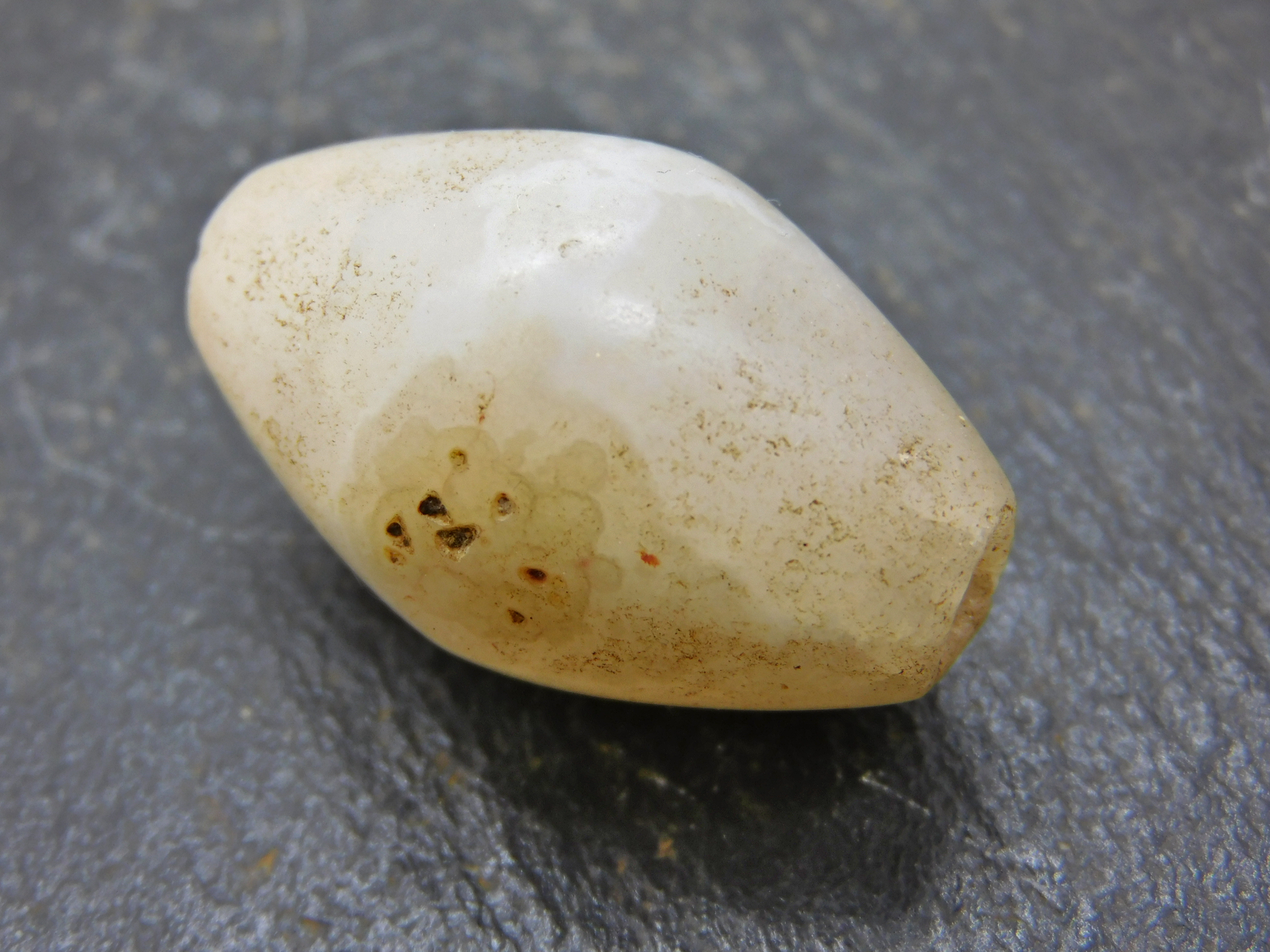 antike Stein-Perle aus Mali - Quarz/Achat - Doppelkegelform