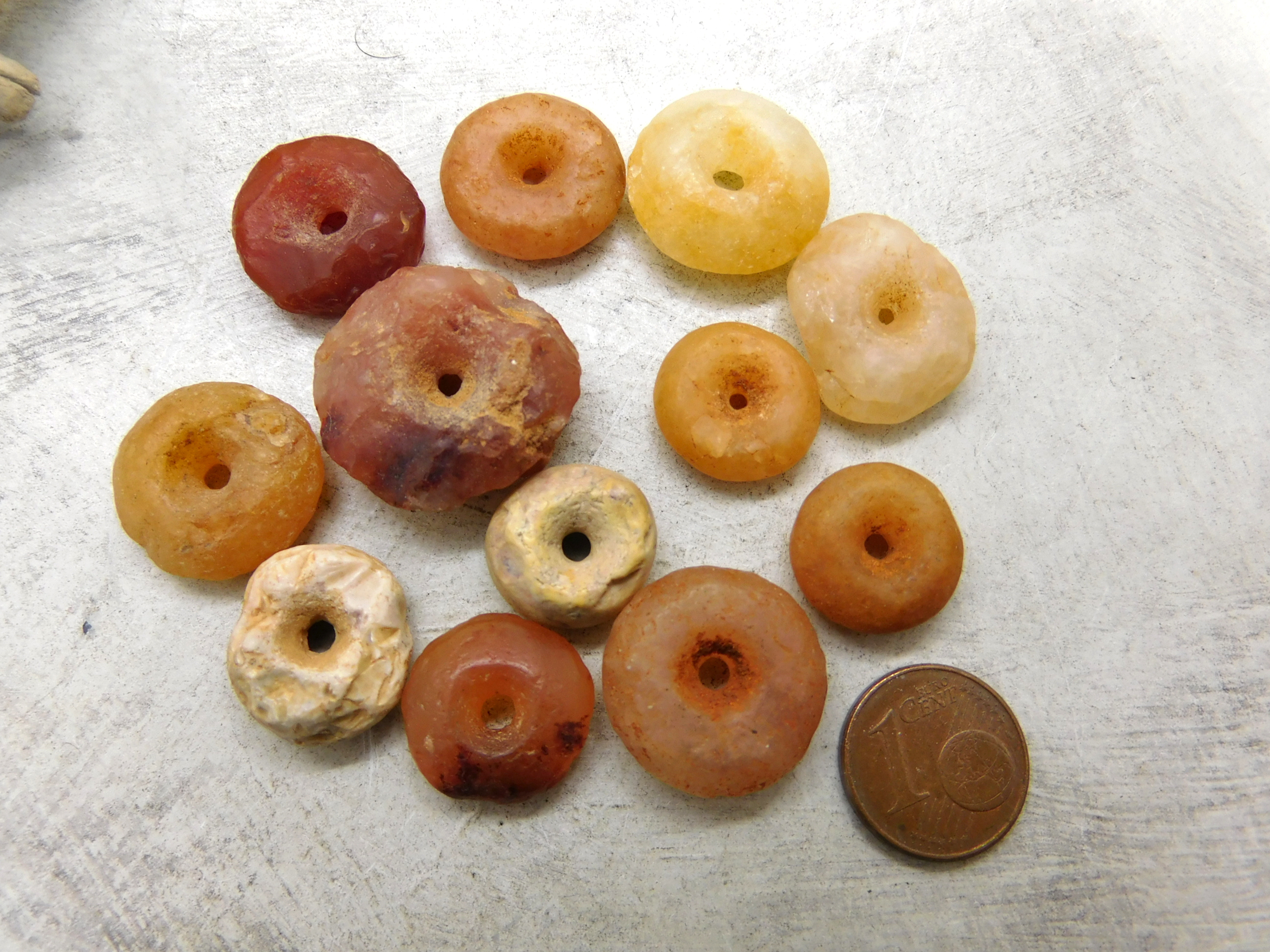 rare ancient stone beads from the Sahara desert, donuts, rondelles