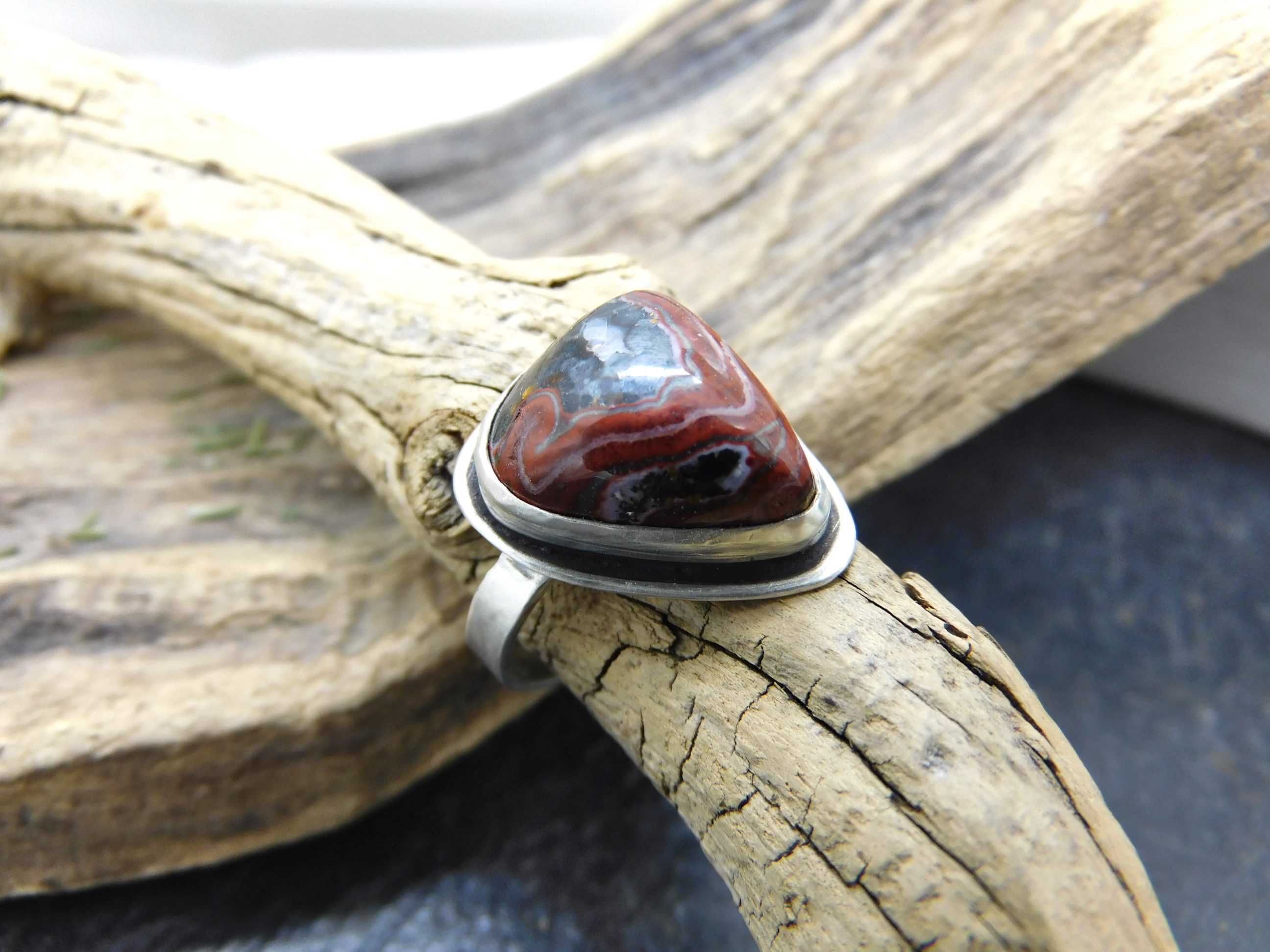 ring, handmade Sterling silver ring with beautiful jasper stone