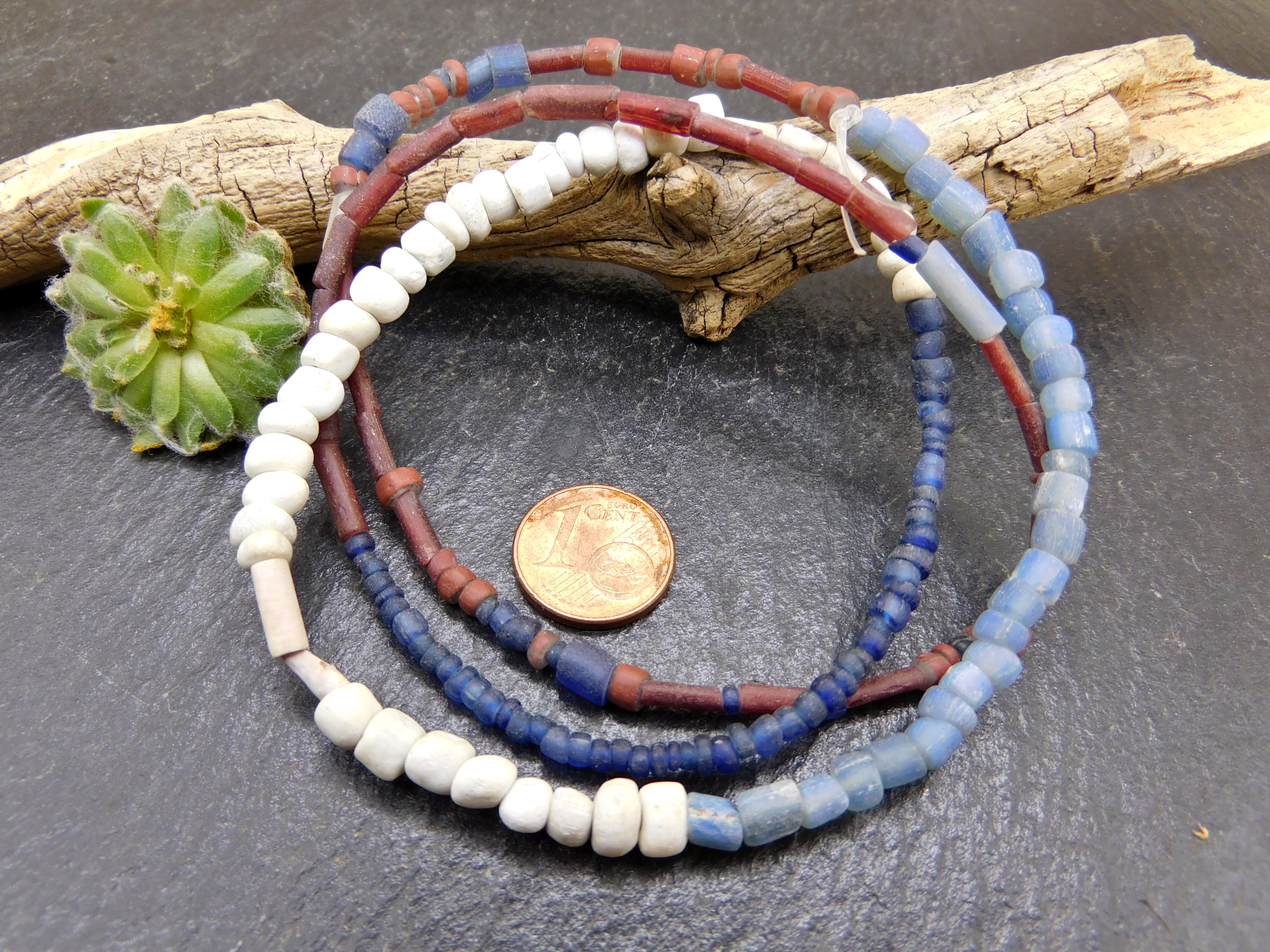 gemischte kleine antike Nila Glasperlen aus Mali - Djenné Beads Nila-Perlen - ca. 64cm