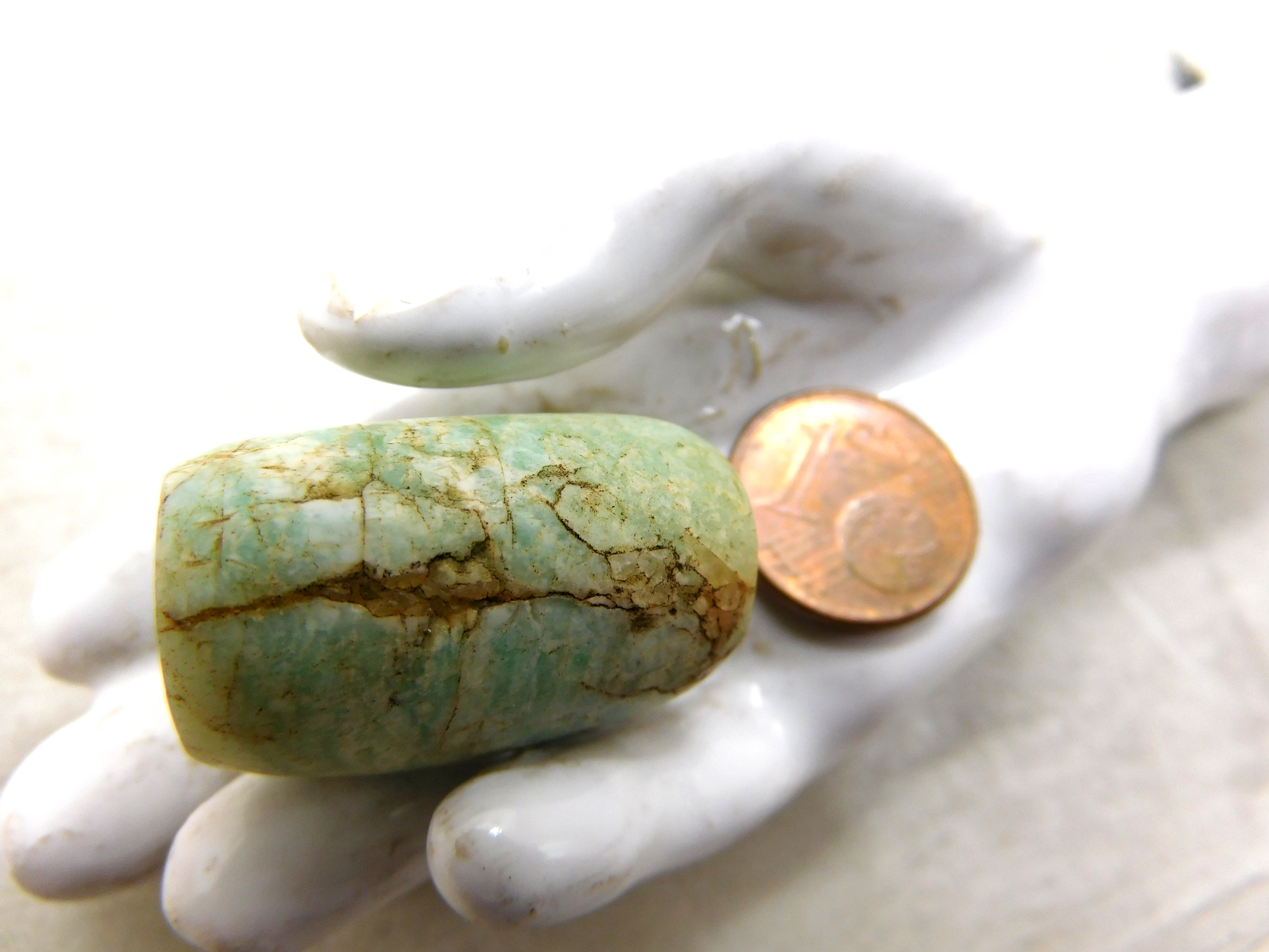 antike Amazonit-Perle aus Mauretanien - länglich oval
