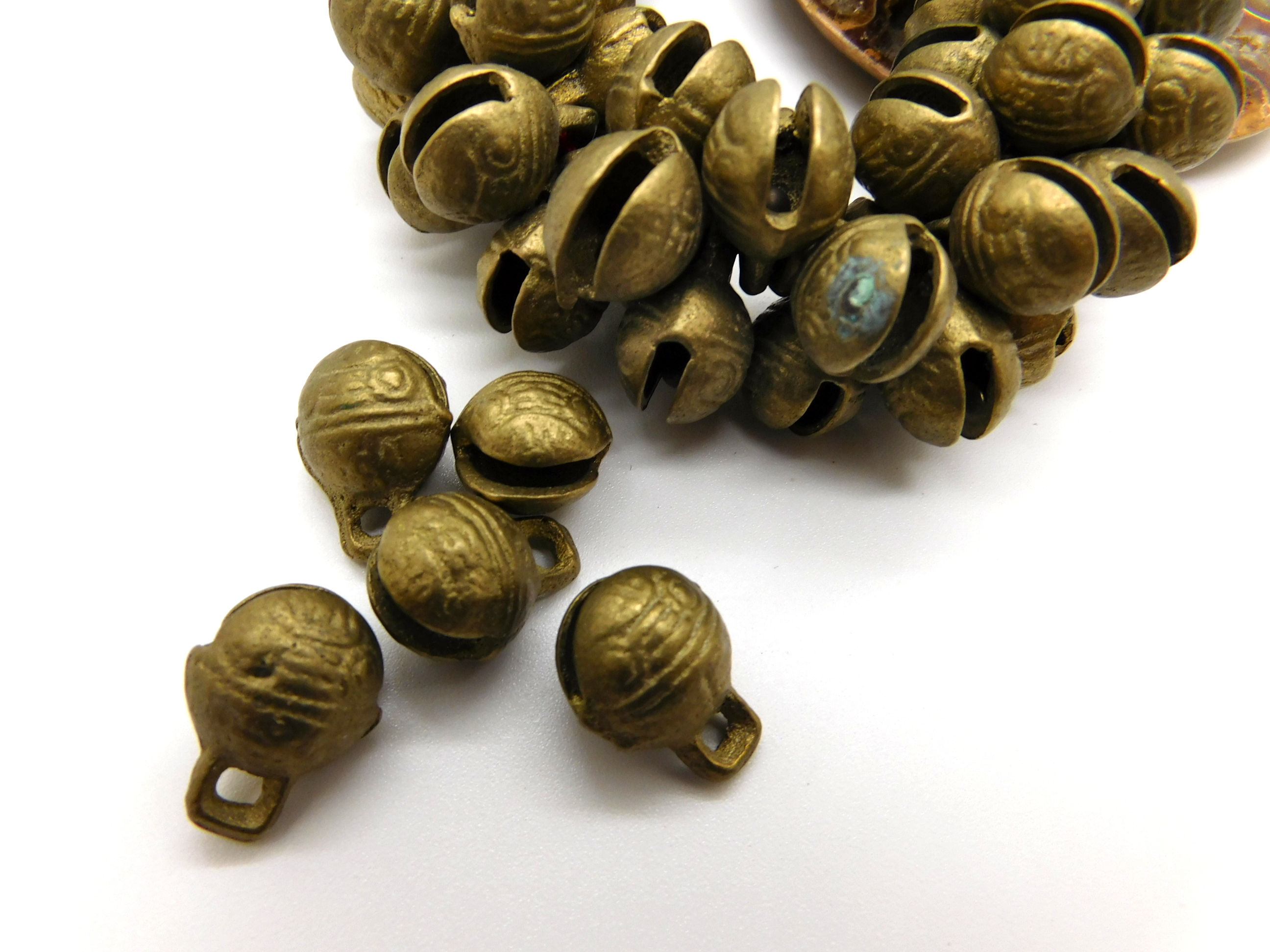 6 handgemachte afrikanische Bronze-/Messing-Glöckchen, Schellen