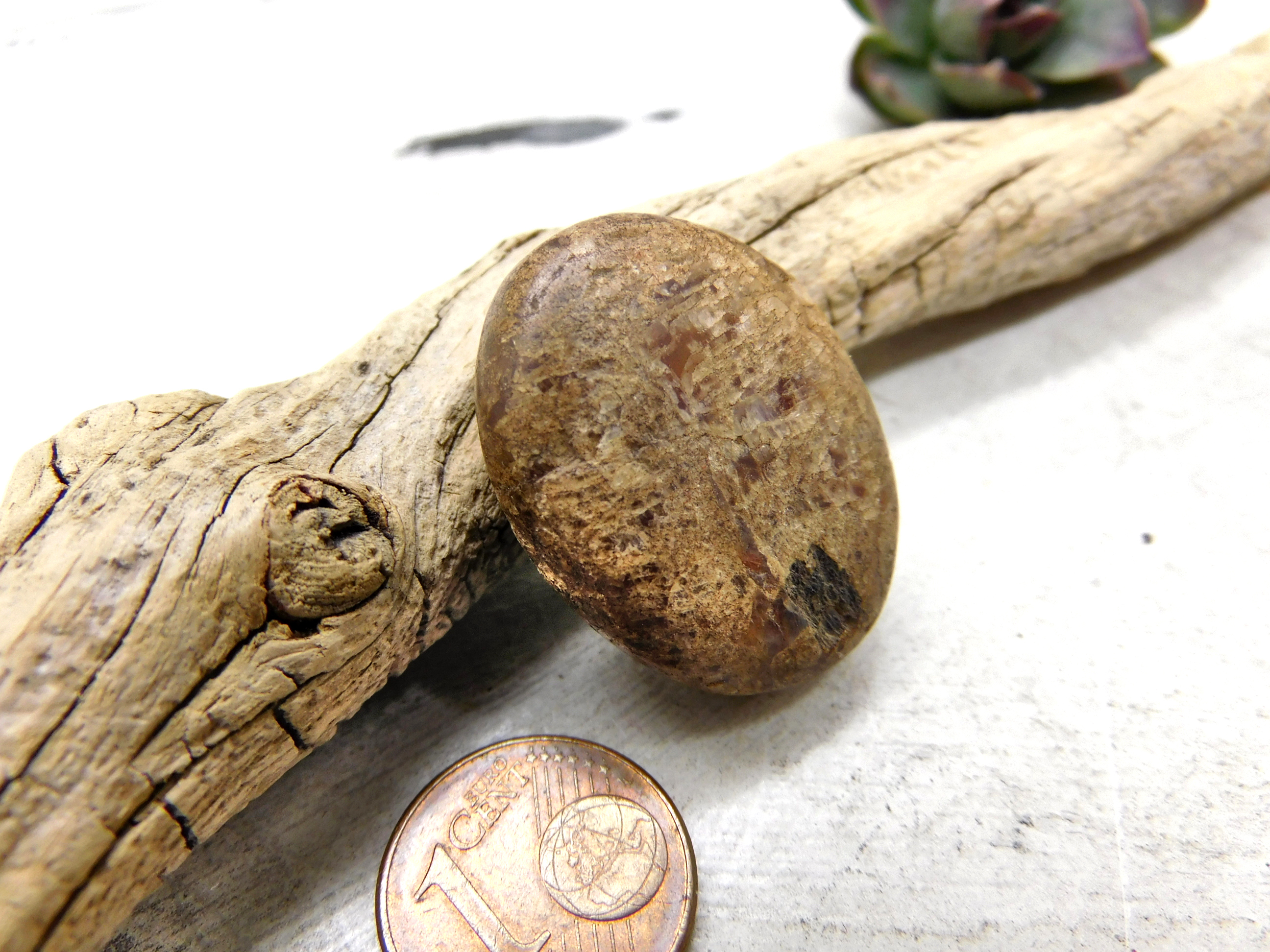 rare ancient stone bead from West Africa, flat oval brown