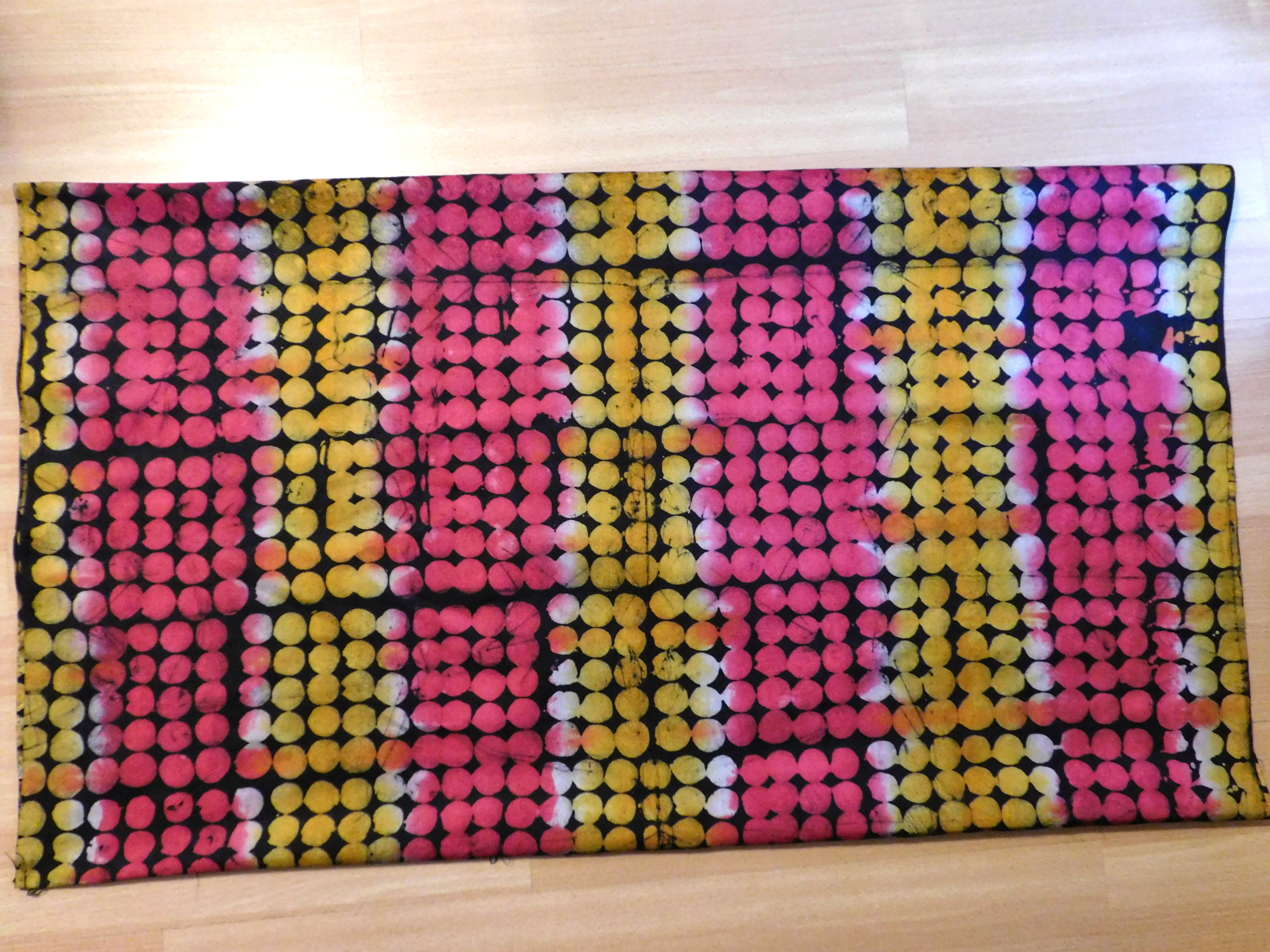 african tie&dye batik cotton fabric from Ghana - pink yellow