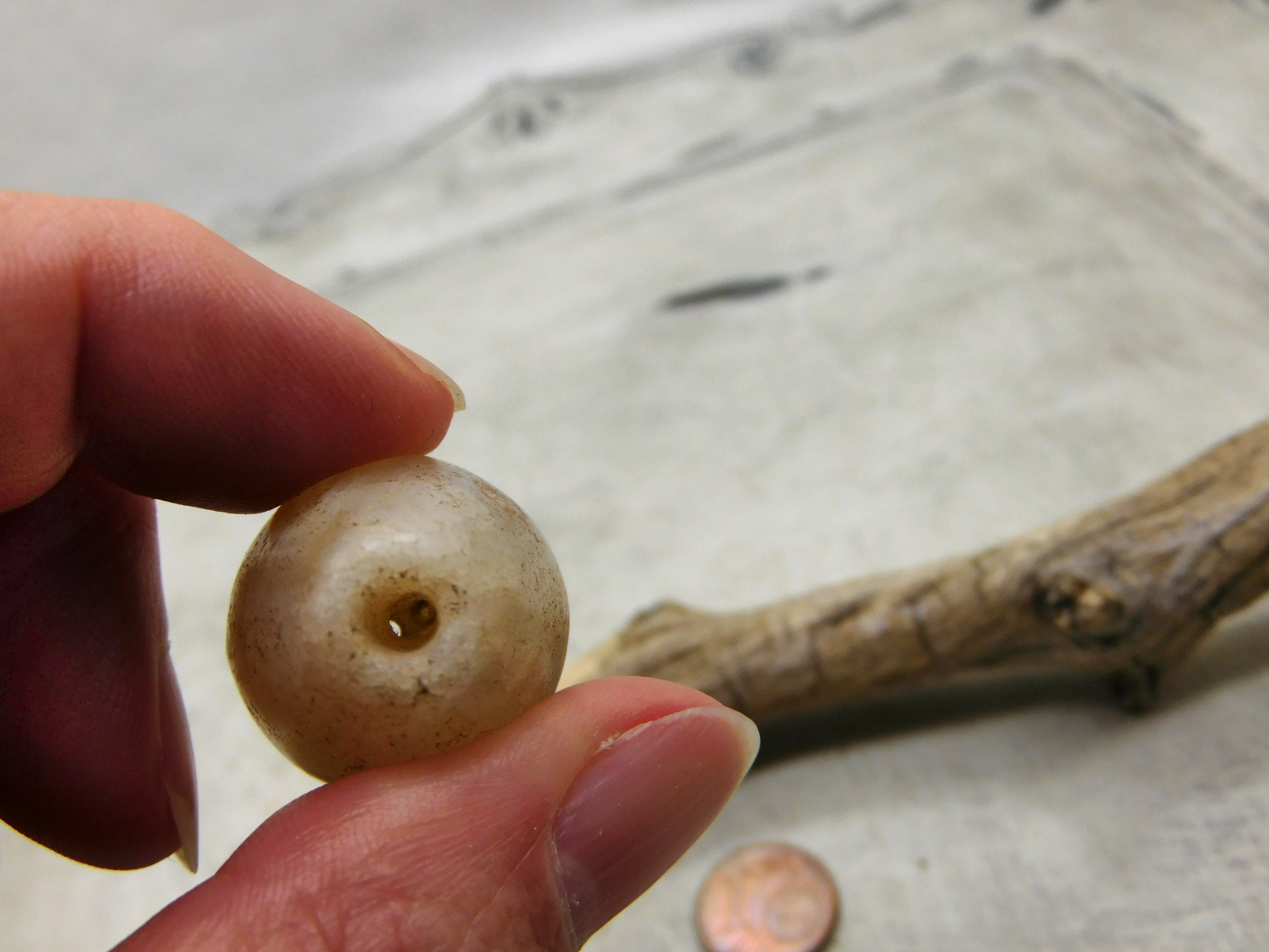 ancient stone bead from West Africa, white Agate